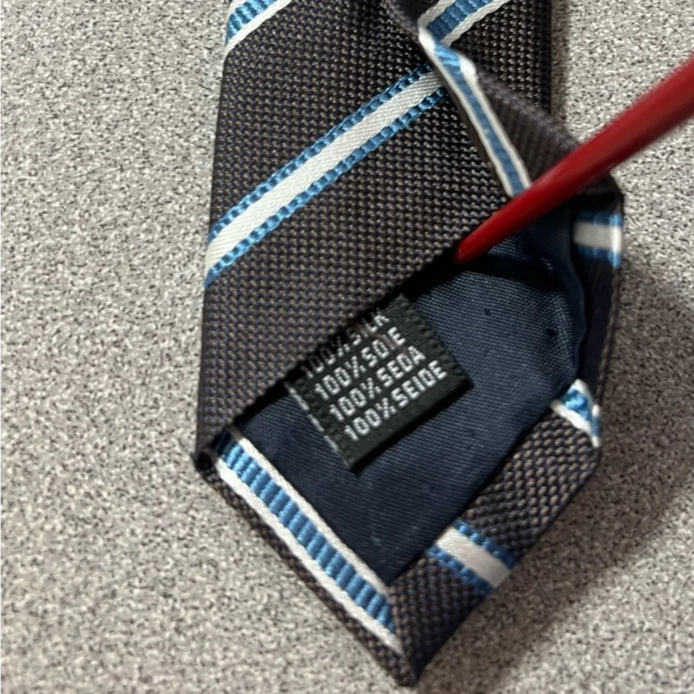 RAVINALE S.R.L. Men's 100% Silk Tie Brown Blue mixed print‎ Handmade in Italy